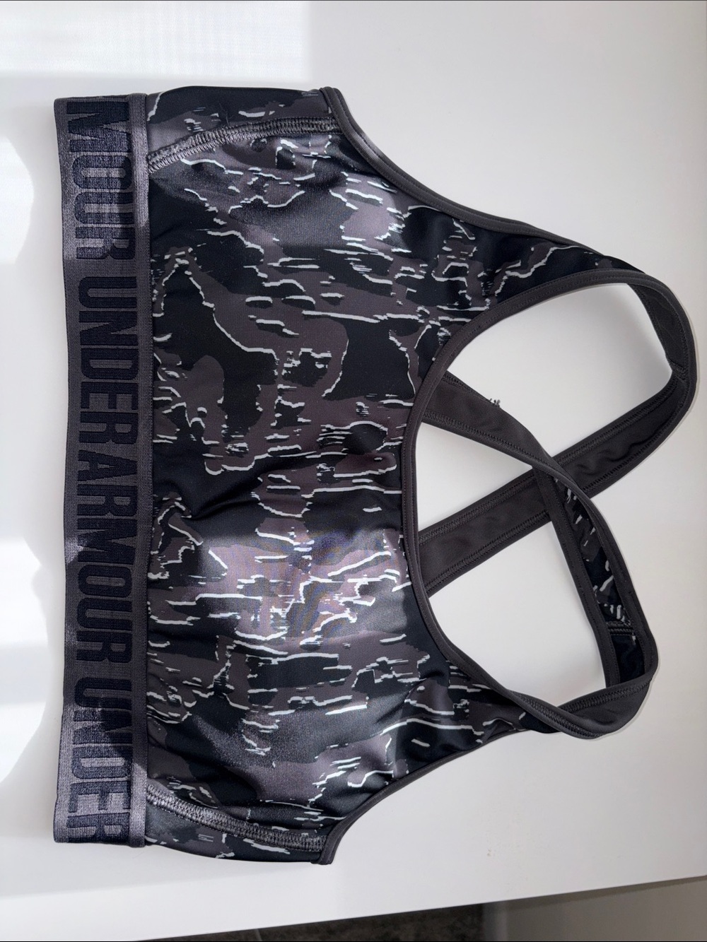 Under Armour Gray & Black Camo Racerback Sports Bra